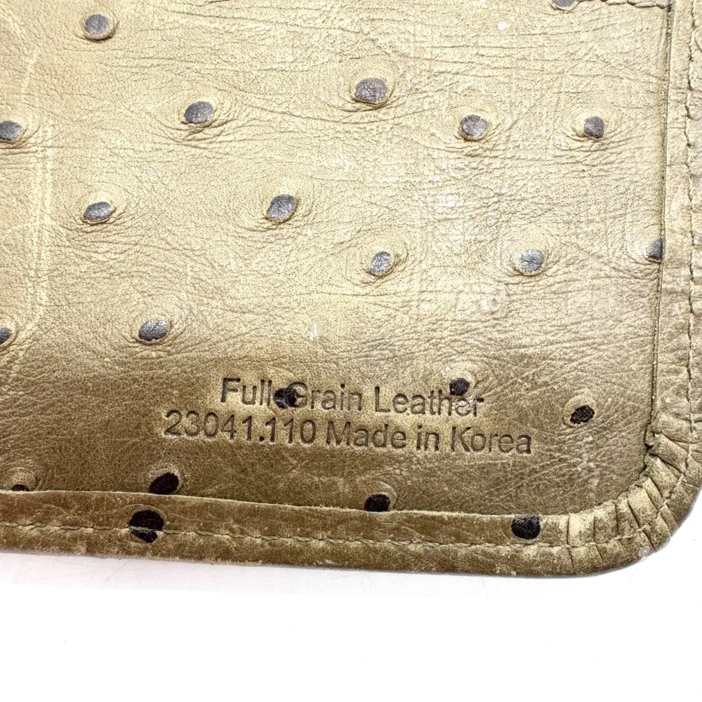 Vintage Franklin Covey‎ Ostrich Leather Planner 3-Ring Binder Card Holder Green
